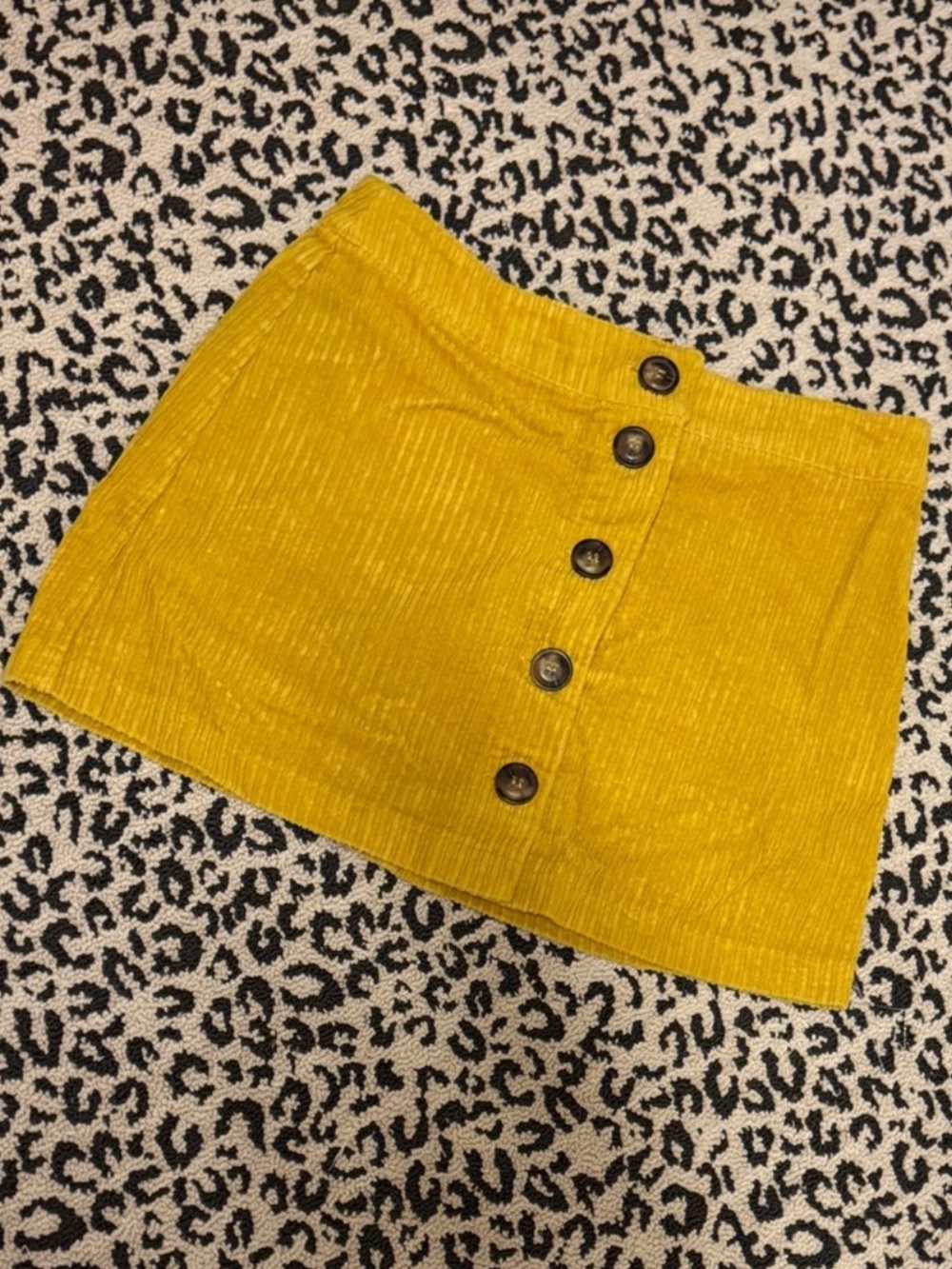 Sky and Sparrow Yellow Corduroy Button-Front Mini Skirt - Picture 4 of 8